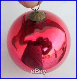 Antique Old Rare Pink Color Glass Original Heavy German Kugel Christmas Ornament