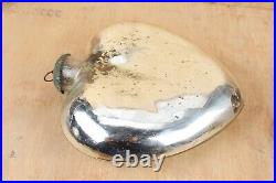 Antique Old Silver Mercury Glass Heart Shape Christmas Ornament (10 Inch)