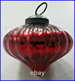 Antique Original Red Kugel Red Ribbed Christmas Ornament 3 inches Old Stock