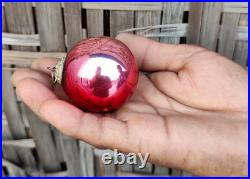 Antique Pink Glass 1.9 German Kugel Christmas Ornament 5 Leaves Brass Cap 378