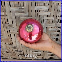 Antique Pink & Red Shaded Glass 4.2 Heavy German Kugel Christmas Ornament 401