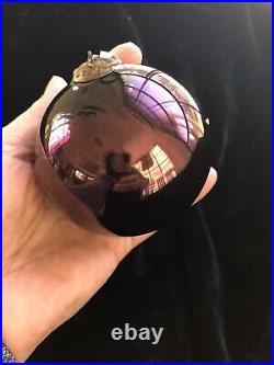 Antique RARE Round Amethyst Glass German Kugel Christmas Ornament- 1880s