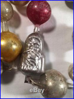 Antique Rare 34 Santa Mercury Glass Bead Garland Christmas Feather Tree Strand