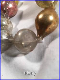 Antique Rare 34 Santa Mercury Glass Bead Garland Christmas Feather Tree Strand