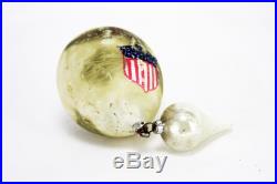 Antique Rare Blown Glass Patriotic Christmas Ornament Eagle & Shield ca1900