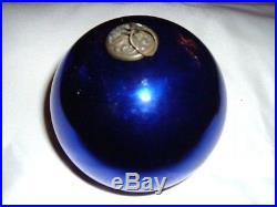 Antique Rare Early 4 Cobalt Hand Blown Glass Christmas Kugel Ornament, Germany