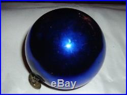 Antique Rare Early 4 Cobalt Hand Blown Glass Christmas Kugel Ornament, Germany