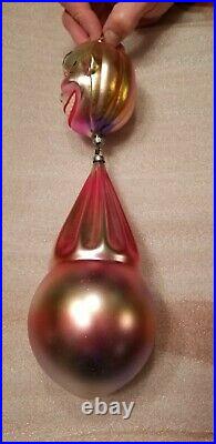 Antique Rare German Glass 2pc Devil Krampus Evil Face Christmas Ornament Cool