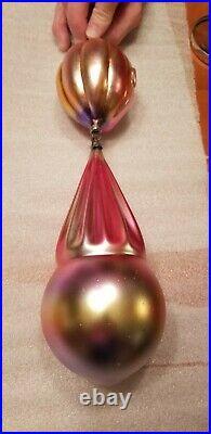 Antique Rare German Glass 2pc Devil Krampus Evil Face Christmas Ornament Cool