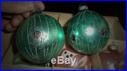 Antique Round Christmas Balls Box+ 12 Germany Shiny Brite Pre-WW2 1907-Mid1930's