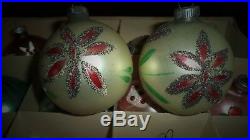 Antique Round Christmas Balls Box+ 12 Germany Shiny Brite Pre-WW2 1907-Mid1930's