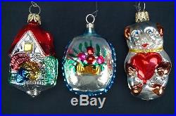 Antique Set of 12 Feather Tree Mercury Glass Christmas Ornaments Made in Germany