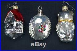 Antique Set of 12 Feather Tree Mercury Glass Christmas Ornaments Made in Germany