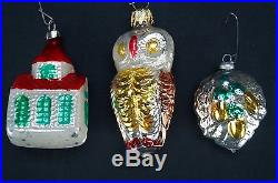 Antique Set of 12 Feather Tree Mercury Glass Christmas Ornaments Made in Germany