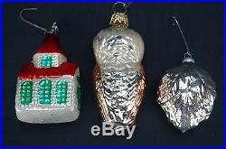Antique Set of 12 Feather Tree Mercury Glass Christmas Ornaments Made in Germany