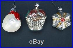 Antique Set of 12 Feather Tree Mercury Glass Christmas Ornaments Made in Germany