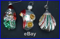 Antique Set of 12 Feather Tree Mercury Glass Christmas Ornaments Made in Germany