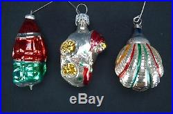 Antique Set of 12 Feather Tree Mercury Glass Christmas Ornaments Made in Germany