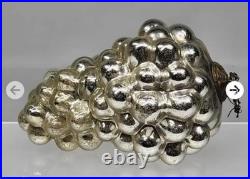 Antique Silver Glass German Cluster of Grapes Kugel Christmas Ornament