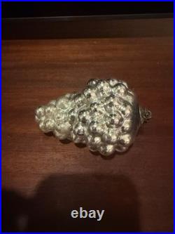 Antique Silver Glass German Cluster of Grapes Kugel Christmas Ornament