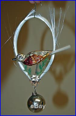 Antique Spun Blown Glass Bird Christmas Tree ORNAMENT