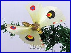 Antique Spun Glass Wing Composition BUTTERFLY Clip On Christmas Ornament Germany