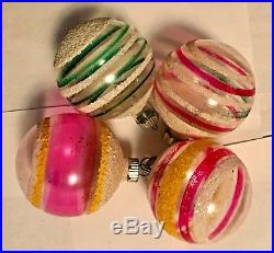 Antique VTG 12 Frosted Unsilvered War Era Shiny Brite Glass Christmas Ornaments