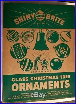 Antique VTG 12 Frosted Unsilvered War Era Shiny Brite Glass Christmas Ornaments