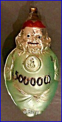 Antique VTG 4.5 500,000 Money Bag Clown Glass German Figural Christmas Ornament