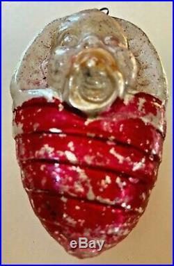 Antique VTG Baby In Bunting & Pacifier Glass German Figural Christmas Ornament