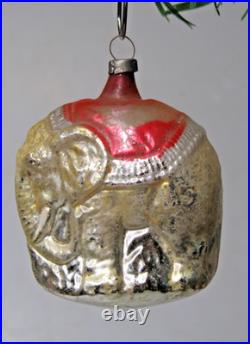 Antique VTG Blown Glass Embossed ELEPHANT Figurine Christmas Ornament Germany