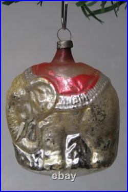Antique VTG Blown Glass Embossed ELEPHANT Figurine Christmas Ornament Germany