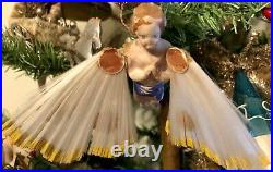 Antique VTG Composition Angel Spun Glass Wings German Christmas Ornament #3