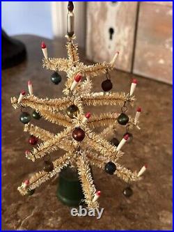 Antique VTG Doll House 7 Brush Feather Xmas Tree Mini Glass Ornament Germany