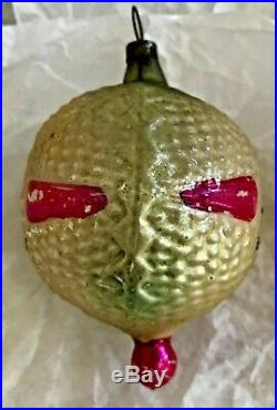 Antique VTG Double Sided Cat On A Ball Glass German Figural Christmas Ornaments