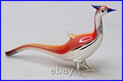 Antique VTG Glass Bimini Annealed Orange Back Pheasant Bird Christmas Ornament