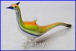 Antique VTG Glass Bimini Annealed Orange Back Pheasant Bird Christmas Ornament