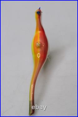 Antique VTG Glass Bimini Annealed Orange Back Pheasant Bird Christmas Ornament