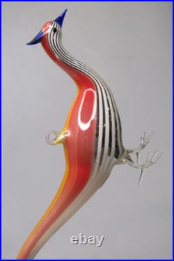 Antique VTG Glass Bimini Annealed Orange Back Pheasant Bird Christmas Ornament