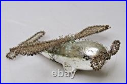 Antique VTG Glass Crinkle Wire Wings Wrapped AIRPLANE Christmas Ornament Germany