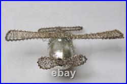Antique VTG Glass Crinkle Wire Wings Wrapped AIRPLANE Christmas Ornament Germany