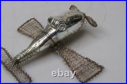 Antique VTG Glass Crinkle Wire Wings Wrapped AIRPLANE Christmas Ornament Germany