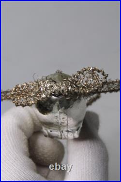 Antique VTG Glass Crinkle Wire Wings Wrapped AIRPLANE Christmas Ornament Germany