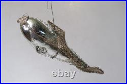 Antique VTG Glass Crinkle Wire Wings Wrapped AIRPLANE Christmas Ornament Germany
