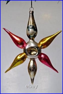 Antique VTG Glass Double Indent Annealed Rays STAR Christmas Ornament Germany Antique VTG Glass Double Indent Annealed Rays STAR Christmas Ornament Germany