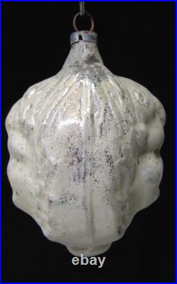 Antique VTG Glass Outdent Embossed Double ANGEL FACE Christmas Ornament Germany