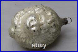 Antique VTG Glass Outdent Embossed Double ANGEL FACE Christmas Ornament Germany