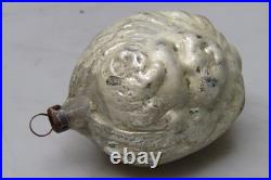 Antique VTG Glass Outdent Embossed Double ANGEL FACE Christmas Ornament Germany