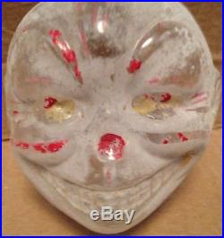 Antique VTG Grinning Clown Unsilvered Glass German Christmas Halloween Ornament