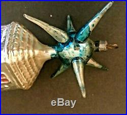 Antique VTG House With 6 Point Star Fantasy German Glass Christmas Ornament